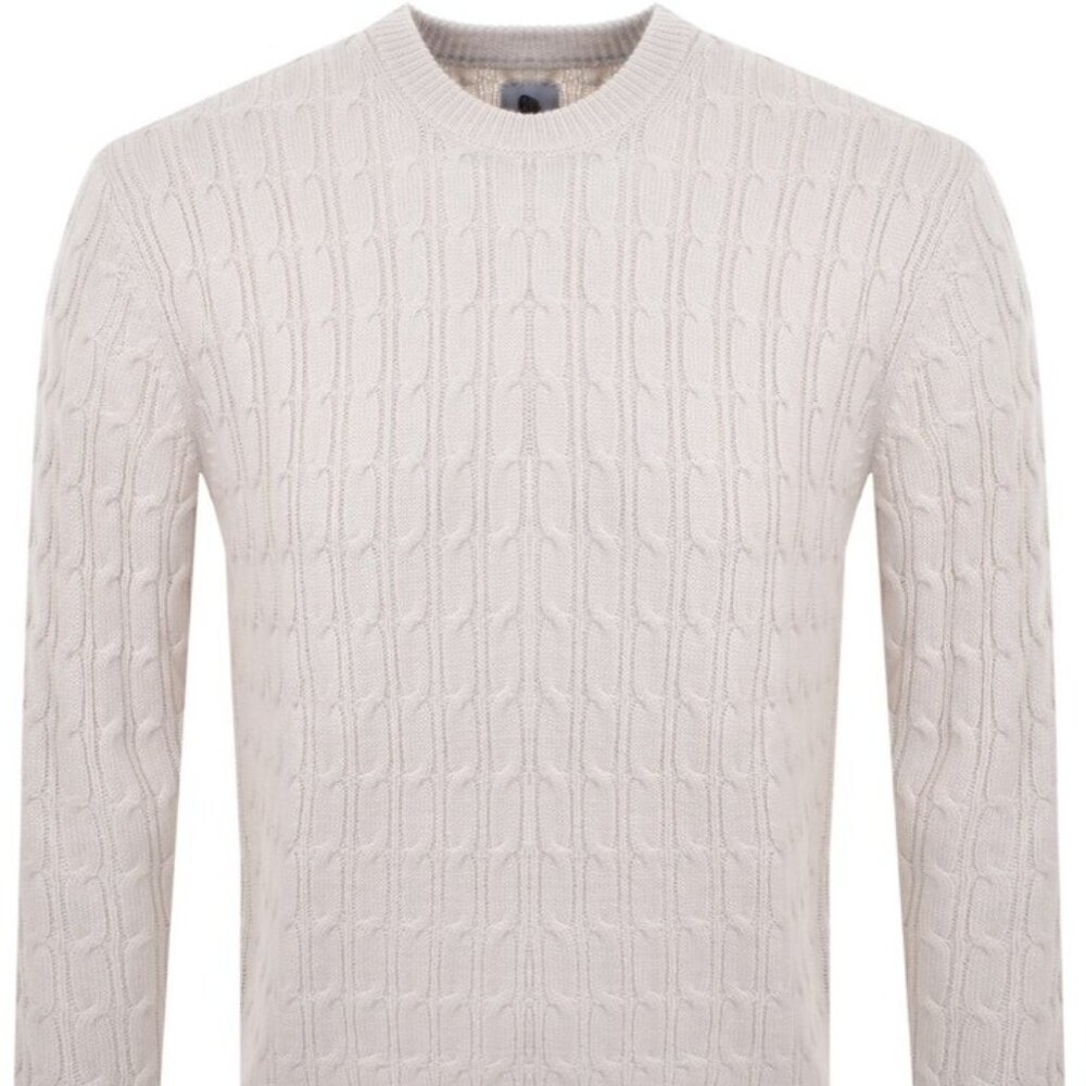 Pretty Green Cable Knit Jumper in Cream White (UK XL)